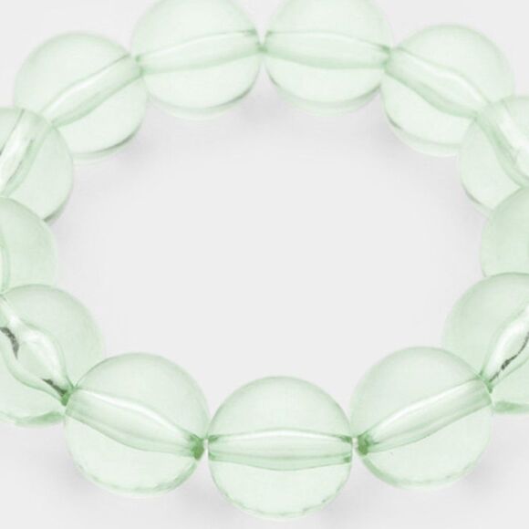 5/$25 Lucite Green Ball Stretch Bracelet - Picture 2 of 6